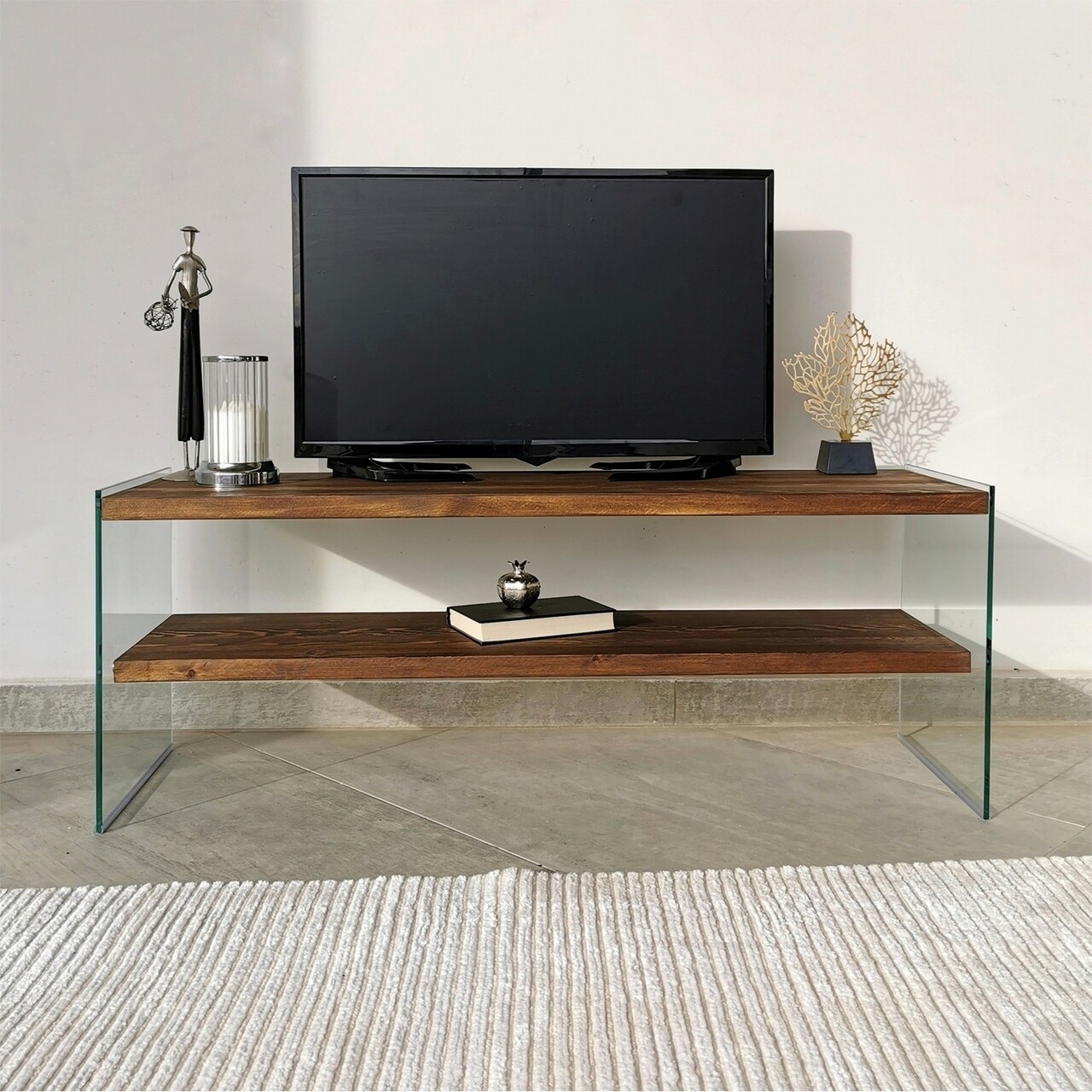 Comoda TV Neostill TV103, 120 x 35 x 45 cm, walnut - imagine 7